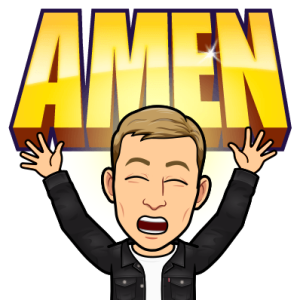 praising the sky with arms up and mouth open wide, amen