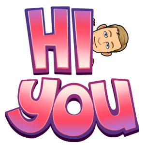 peeking out from behind the words hi you