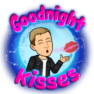 blowing a kiss in front of a giant full moon, goodnight kisses