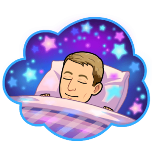 cosy in bed surrounded by purple and blue stars