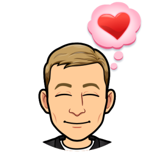 smiling with a thought bubble of a heart