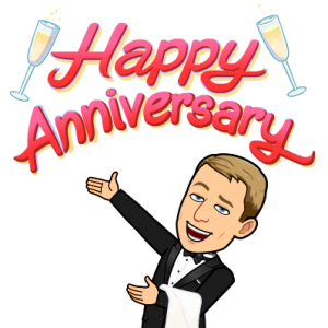 smiling in a tuxedo, happy anniversary