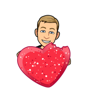 smiling haven taken a bite of a huge candy heart