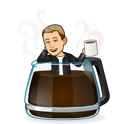 hanging out in a giant pot of coffee holding a coffee cup