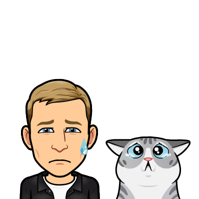 looking sad while crying next to a teary eyed cat