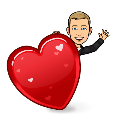 waving behind a large heart