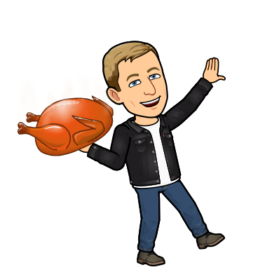 happy expression hand in the air throwing turky