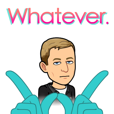 unimpressed facial expression with giant fingers making a shape of a W, whatever