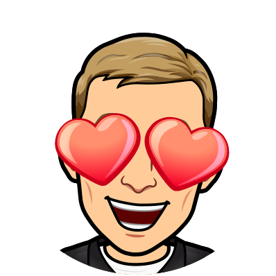 smiling with big hearts for eyes