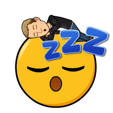 sleeping on a giant sleeping emoji face, Z Z Z
