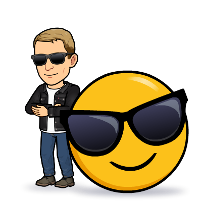 looking cool in sunglasses next to a smiling sunglasses emoji