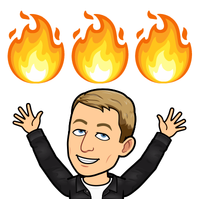 excitedly raising arms in the air with fire emojis above