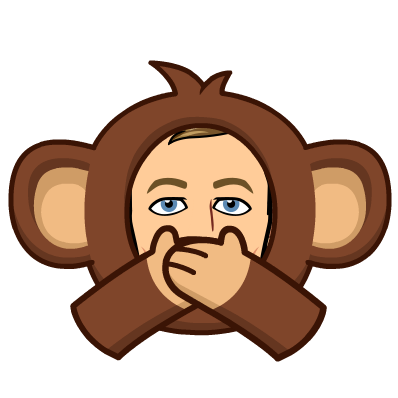 in a monkey costume covering mouth with hands