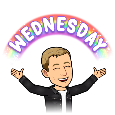 Raising arms with a happy expression, Wednesday