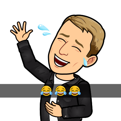 holding stomach laughing hysterically behind snapchat text band with laugh cry emojis 