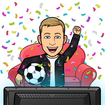 watching soccer enthusiastically rooting for the team with a raised fist 