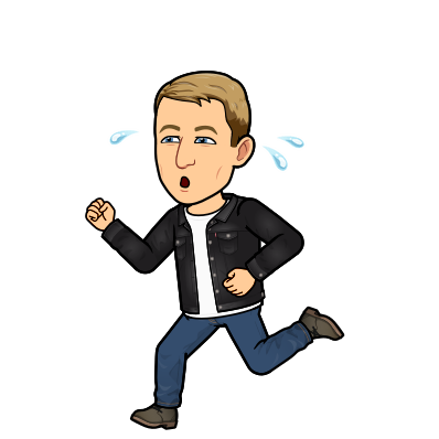 on a jog sweating looking determined