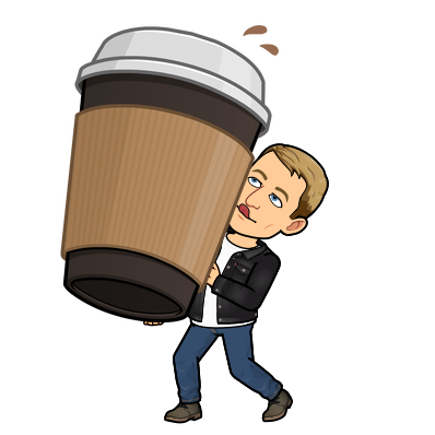 holding a giant take out coffee cup