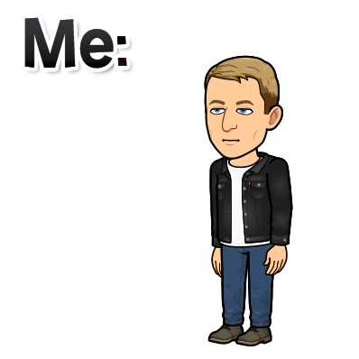 standing with arms to the sides looking unimpressed, me