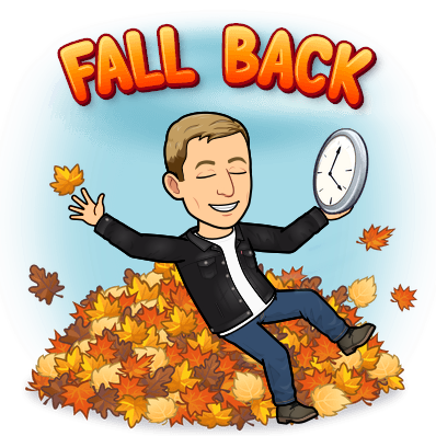 eyes closed and falling onto a pile of autumn leaves holding a pocketwatch, fall back