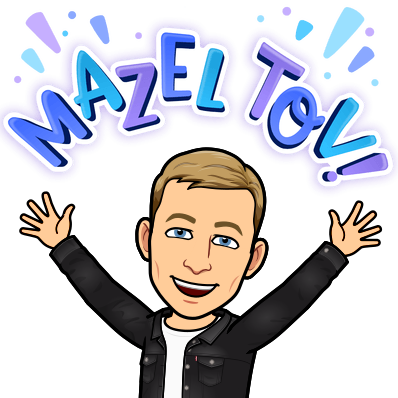 excitedly waving arms in the air, mazel tov