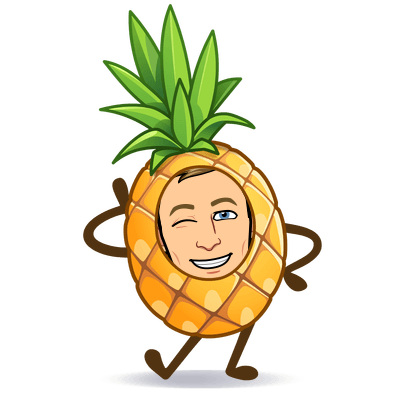 winking and smiling in a pineapple costume 