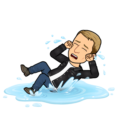 crying and rubbing eyes while throwing a tantrum in a puddle of tears