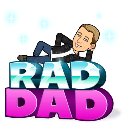 Lying on top of the words Rad Dad