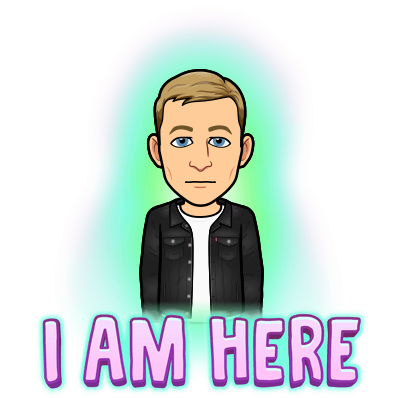 staring at the viewer with a neutral expression, I am here