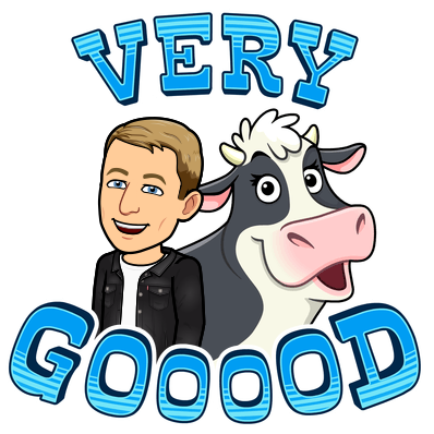 smiling with a happy cow, very gooood