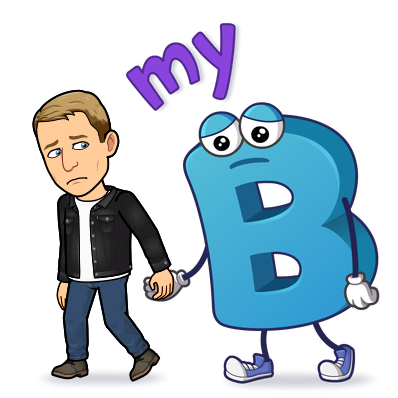 walking sadly with the letter b, my b