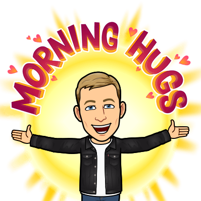 standing in front of a shining sun with arms outstretched, morning hugs