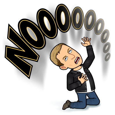 on knees in despair yelling, nooooooo