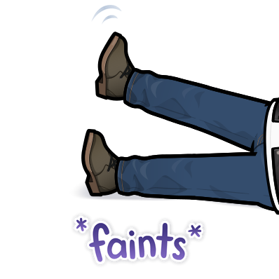legs lying on the floor having fallen, faints