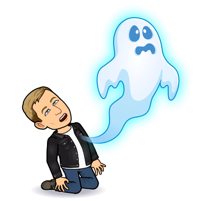 mouth open and falling on knees while a ghost leaves your body