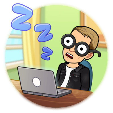 sleeping at desk with fake awake glasses