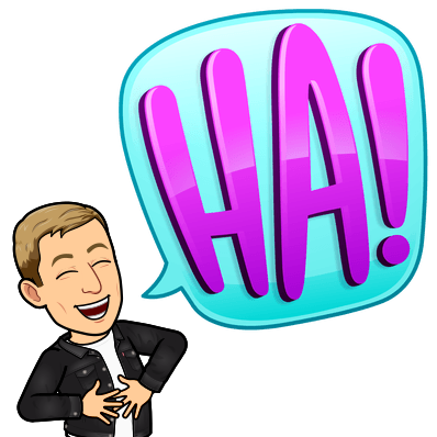 laughing while holding your stomach, ha