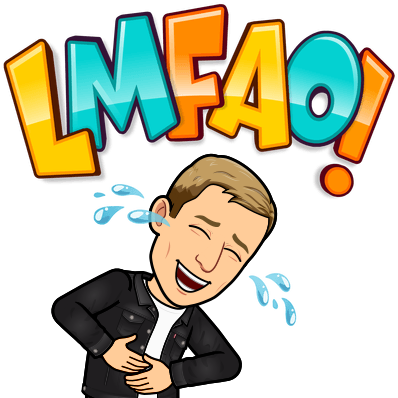 holding stomach while crying with laughter, lmfao