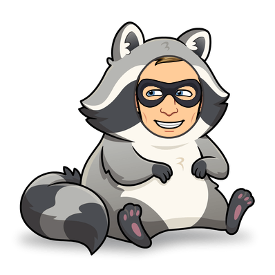 smiling mischievously as a raccoon