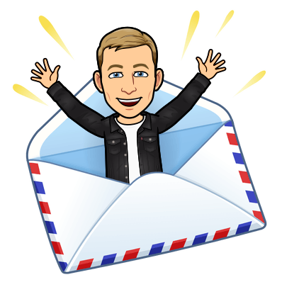 joyfully popping out of an envelope