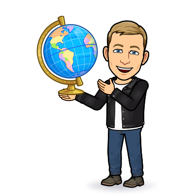 cheerfully presenting a globe