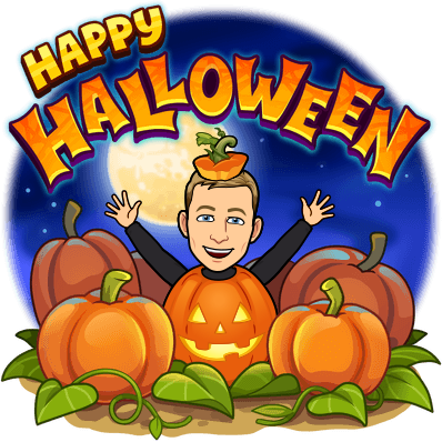 joyfully popping out of a pumpkin patch dressed as a jack o lantern, happy halloween