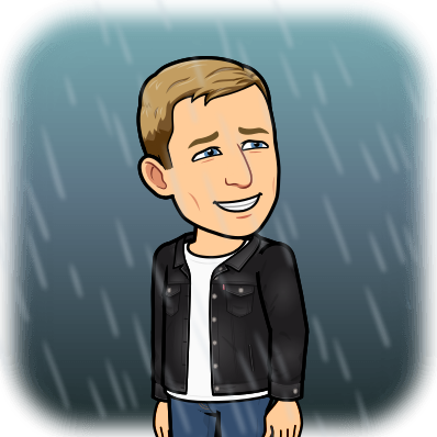 smiling sadly while standing in the rain