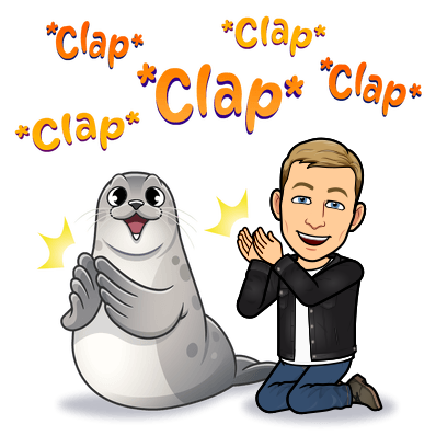 clapping enthusiastically along with a seal, clap clap clap