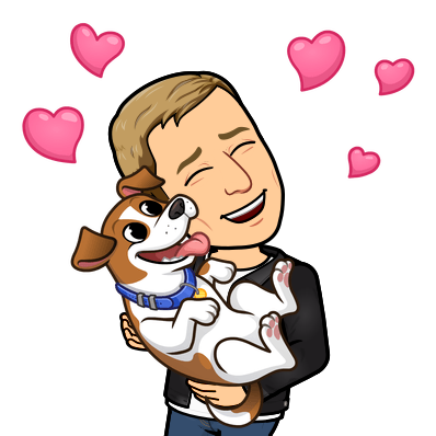 cheerfully holding a cute dog in your arms