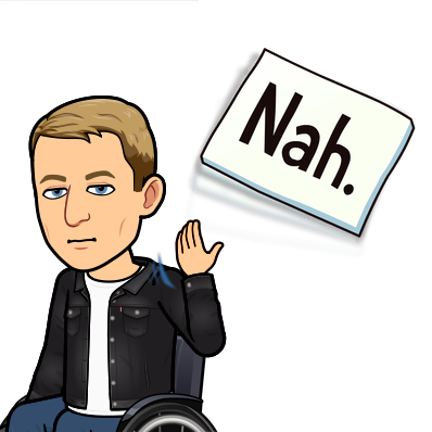 wheeling away dismissively tossing a piece of paper over shoulder, nah