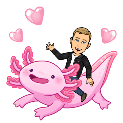joyfully riding on an axolotl, i love you a lotl