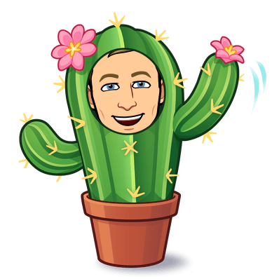 as a cactus joyfully waving