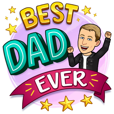 looking enthusiastically while pumping fists in the air, best dad ever