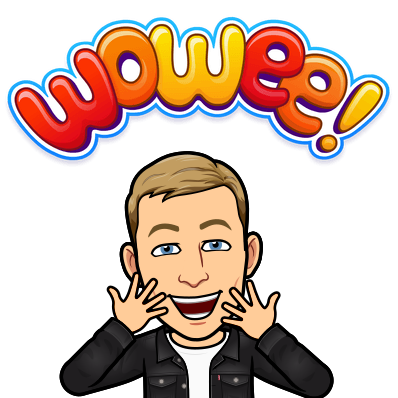 looking gleefully in awe, wowee!